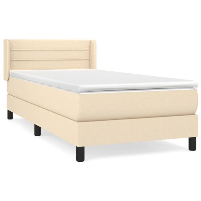 3129750 vidaXL Bed with Box Spring and Mattress Cream 80x200 Cm Fabric