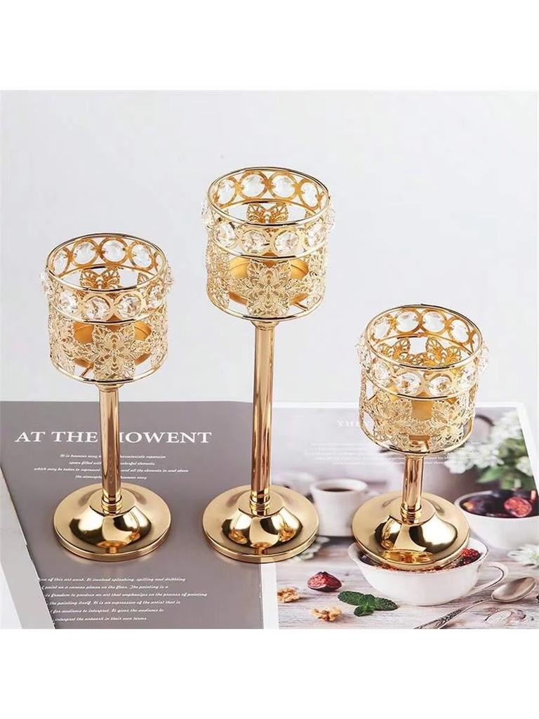 1-Size Crystal Tealight Candle Holder, Elegant Table Centerpiece for Wedding & Candlelight Dinner