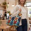 Bohemian Floral Butterfly Print Tote Bag for Women Portable Casual Daily Use Shoulder Bag for Shopping Travel
