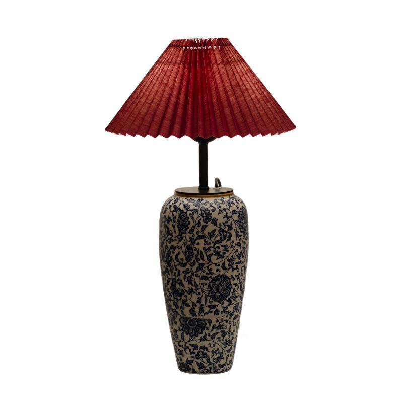 Handcrafted Wabi-sabi Style Ceramic Table Lamp with DIY Glass Vase Lampshade and Night Light Base