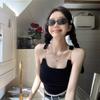 Wear Sleeveless Short Black Halter Tank Top Female Summer Spice Girl Chic Design Slim-fit Base Top