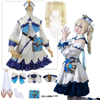 Cosplay Barbara Cosplay Anime Oyun Üniforması Barbara Gunnhildr Kostümü Peruk Cadılar Bayramı Partisi Yetişkin Kızlar