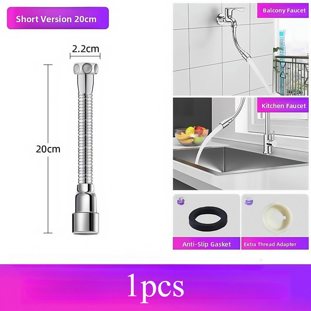 13-50cm Universal Faucet Extender Stainless Steel 360° Rotation Kitchen Bathroom Sink Anti-Splash Nozzle Aerator Extension Hose