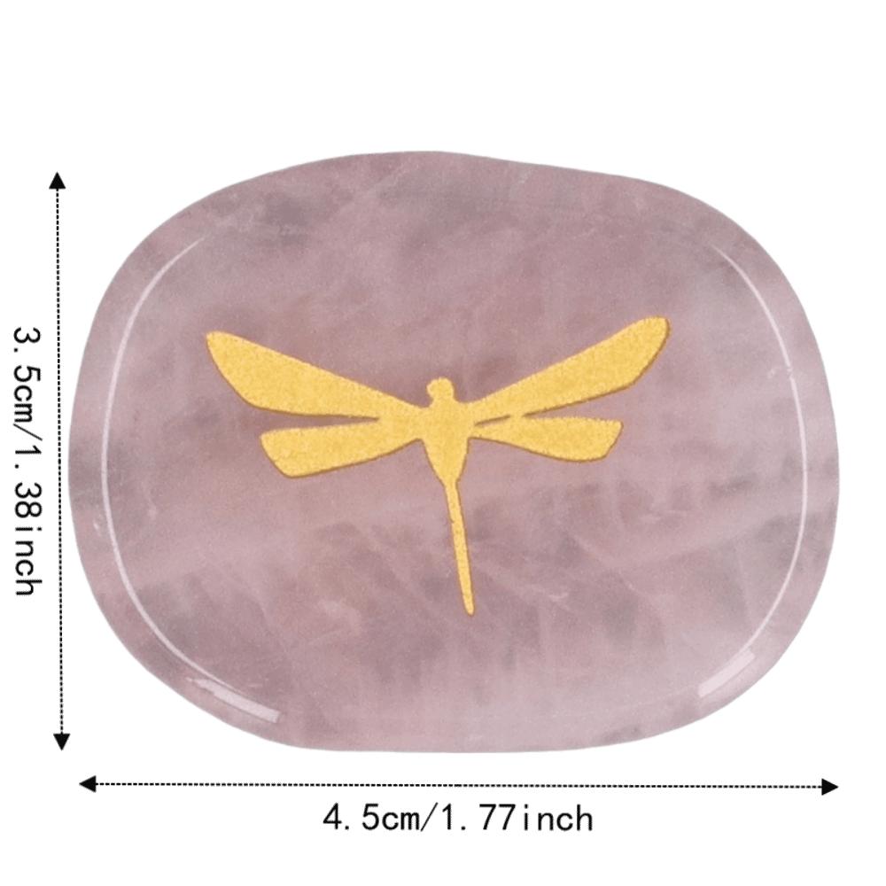 Gold Palm Stone Carved Dragonfly Balance Stone Relaxing Worry Stone Home Office