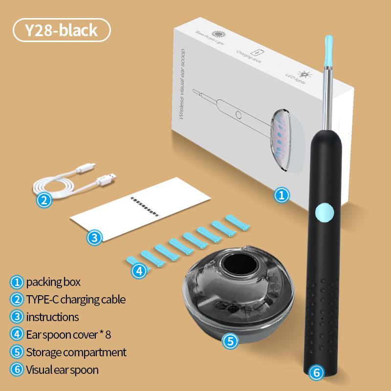 Visual Ear Spoon, Wireless Visual Silicone Ear Spoon Safe Endoscope Earpick with 3 Camera Otoscope Ear Cleaner For Kids Adults