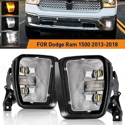 LED Fog Lamp For Dodge Ram 1500 2013 2014 2015 2016 2017 2018 DRL Daytime Running Light Turn Signal White Yellow Car Accessories