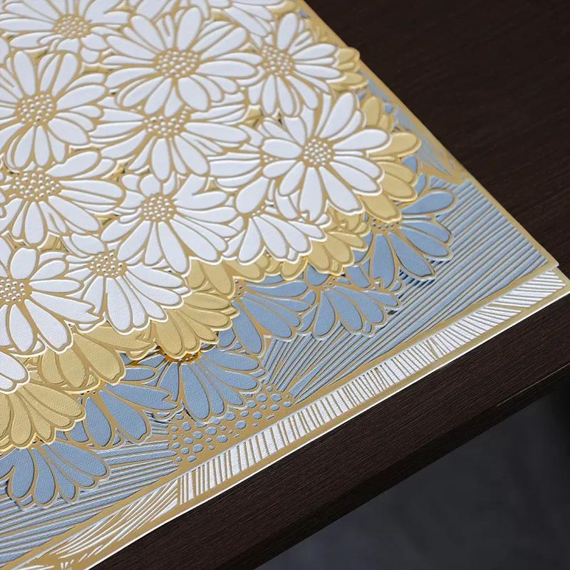 PVC Blumen Platzset Bunter Floraler Untersetzer Hitzebeständige Matte Hochzeitsfeier Deko Heimküche Esstisch Dekoration