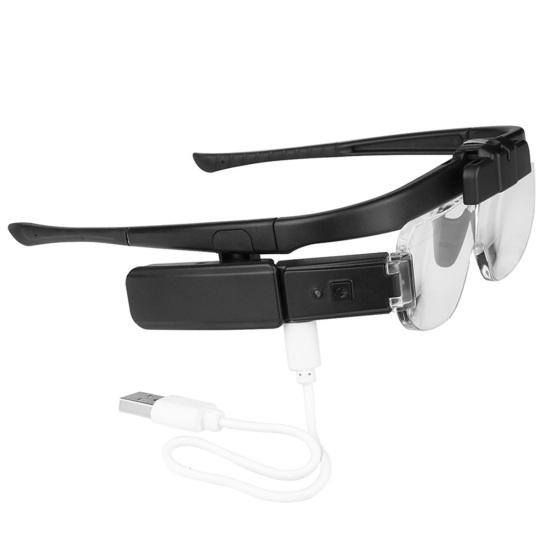 Reading Glasses Magnifying Glasses Different Times USB Powered with 2 Adjustable Brightness LED Light for Close Work Head Magnifier Glasses Jewelry