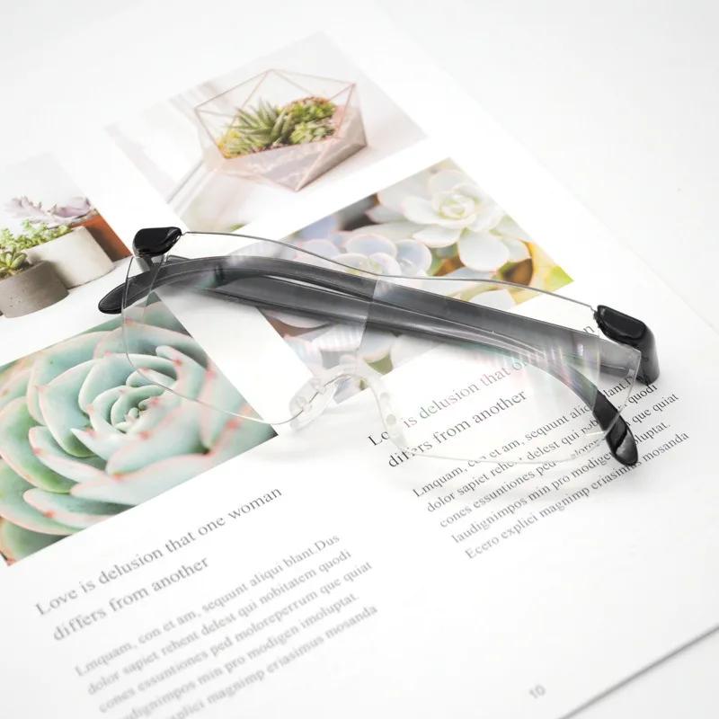 1.6 Times Magnification Men Reading Glasses Rimless Big Vision Magnifying Portable Plastic Presbyopia Glasses Women Diopter 250