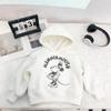 Solid Color Simple Fashion Kids Hoodies Cartoon Print Children Clothes Casual Hooded Sweatshirts Tops Long Sleeved Boy's