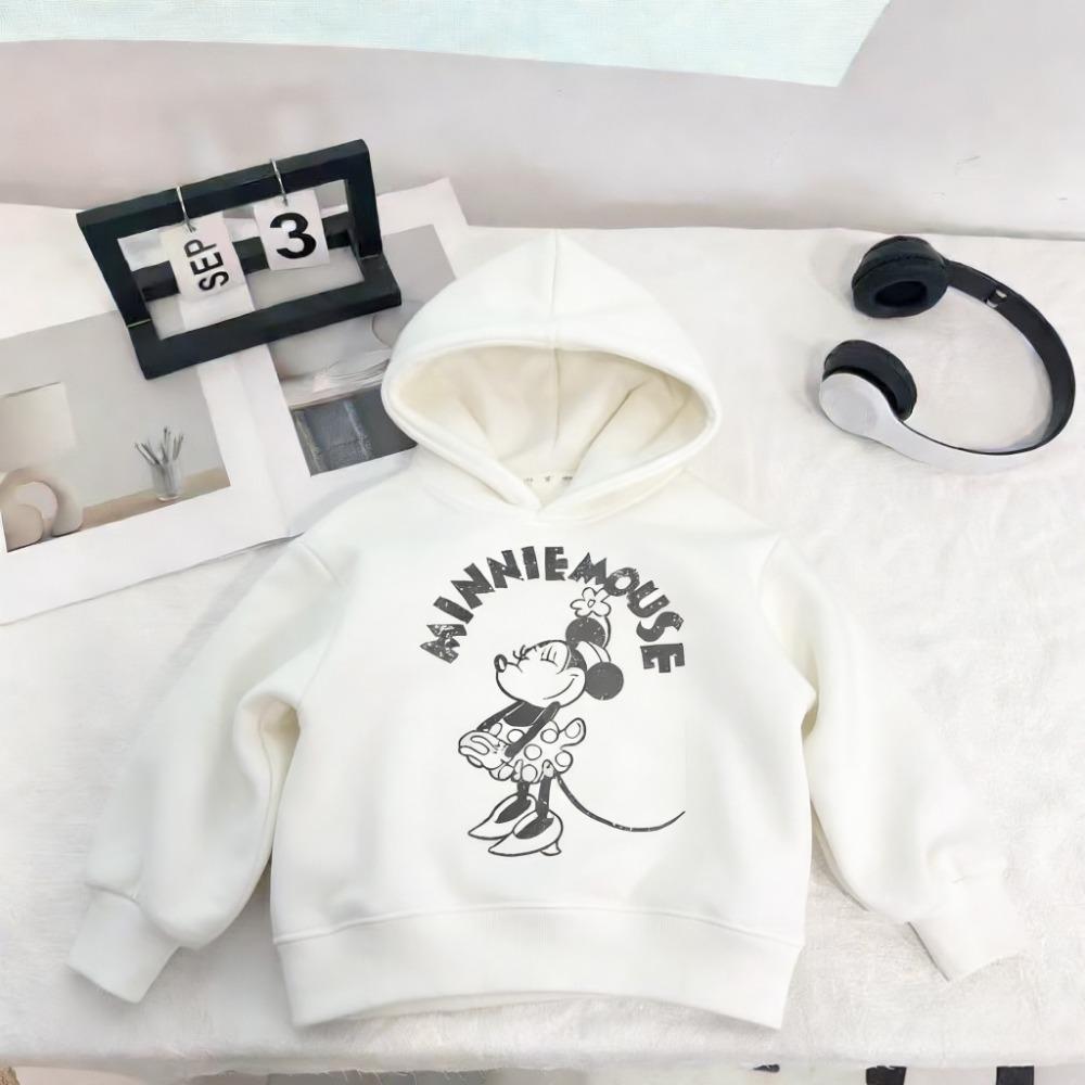 Solid Color Simple Fashion Kids Hoodies Cartoon Print Children Clothes Casual Hooded Sweatshirts Tops Long Sleeved Boy's