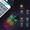 Adjustable DPI RGB Lighting Mouse Rechargeable Honeycomb Shell Gaming Mouse Colorful Ergonomic Design 2.4G Wireless Mouse