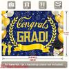 2D Blue Gold Congrats Grad Backdrop, Graduation Party Banner