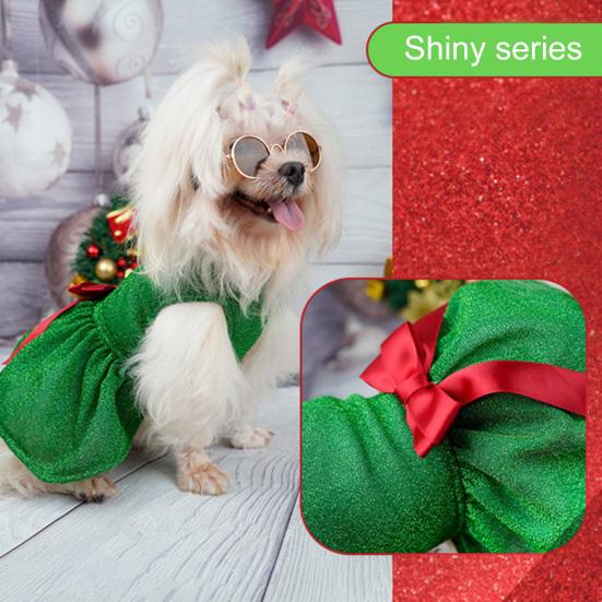 Pet Christmas Dress Abdominal Tightness Bow Tie No Pilling Comfortable Breathable Photograph Prop