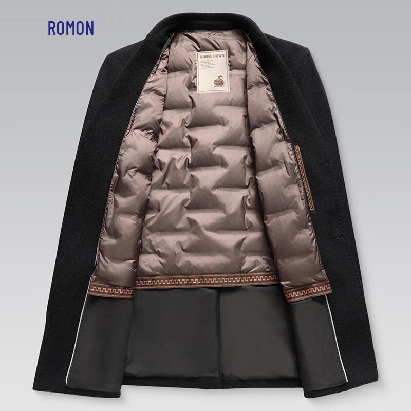 Romon Men's Cashmere Blend Wool Overcoat with Detachable Down Liner