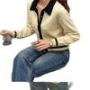 Women's Cardigan, Color-Block, Button-Front, Long Sleeve, Slim Fit