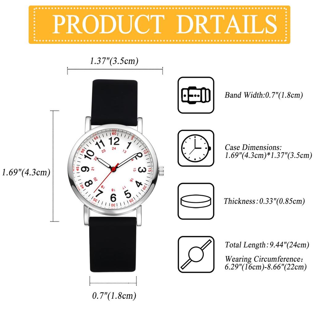 Silicone Strap Quartz Watch with Analog Arabic Large One Size Fits Perfect for Business or Casual Wear Perfect Gift for Day Women's Watch, 24-Hour