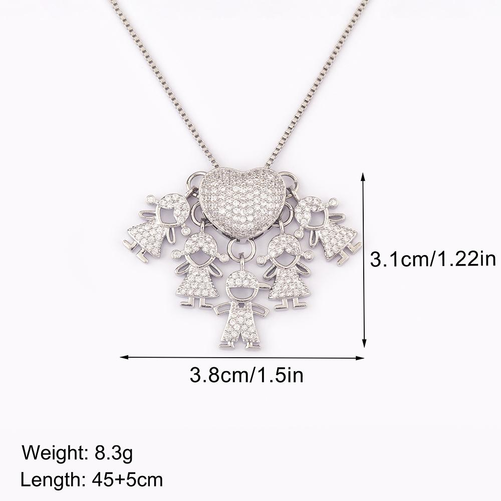 Nidin Hot Sale Classic Son/Daughter Sparkling Zircon Charm Pendant Necklace For Women Boys and Girls Clavicle Chain Jewelry Gift