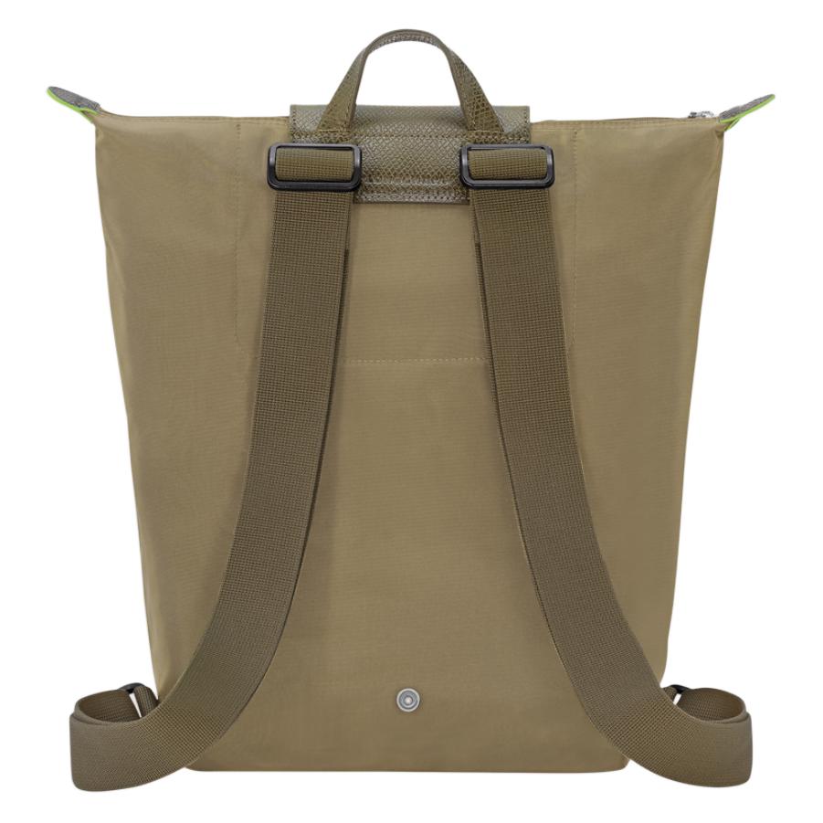 Longchamp Le Pliage Texturiertes Logo Verstellbarer Breiter Schultergurt Rucksack Damenrucksack Artischocken-Grün 10284919M04