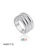 Retro Stainless Steel Flower Woven Geometric Ring with Wide Edges Double Layered Texture Simple and High-End Feeling Layered