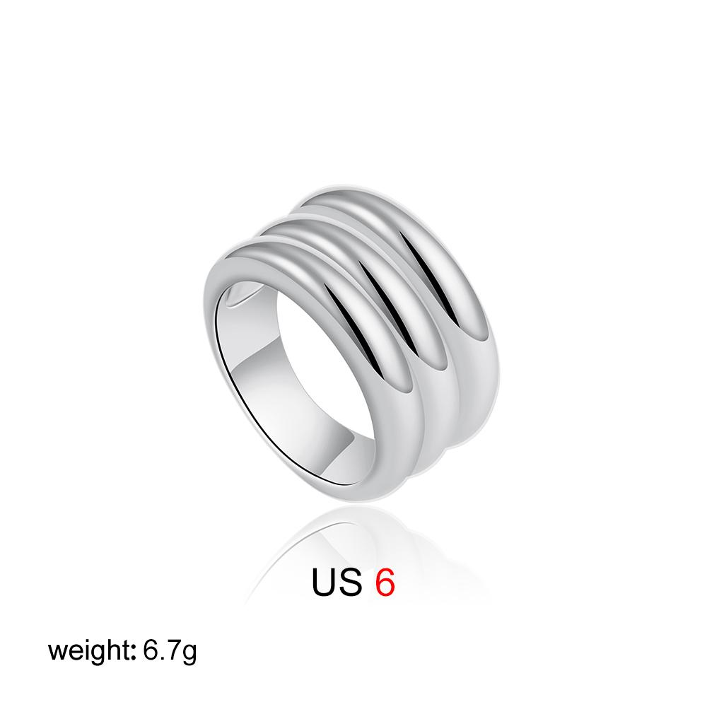 Retro Stainless Steel Flower Woven Geometric Ring with Wide Edges Double Layered Texture Simple and High-End Feeling Layered