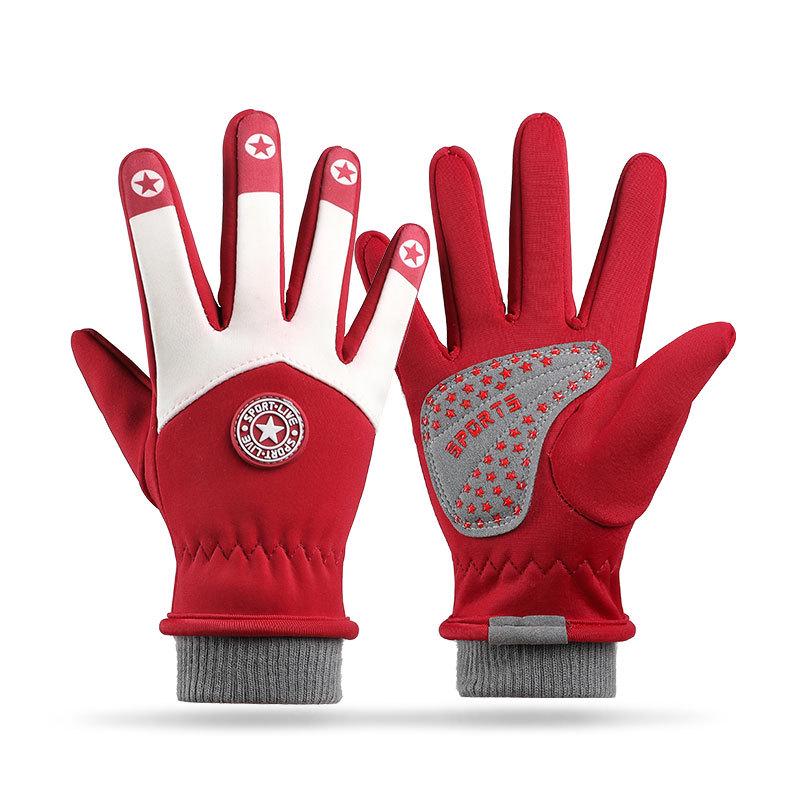 Luvas de Ciclismo Inverno Unissex com Tela Sensível ao Toque - Antiderrapantes, Impermeáveis, Quentes, Microfibra Espessa à Prova de Frio para Crianças