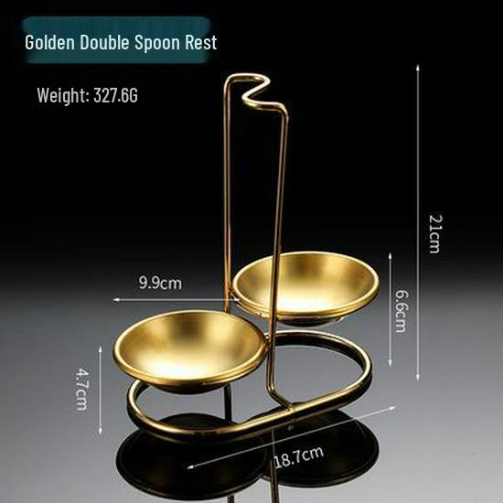 Gold Stainless Steel Soup and Utensil Rack - Ideal for Restaurants, Hot Pot Shops, or Commercial Kitchens. Holds Ladles, Spoons, and Chopsticks.
