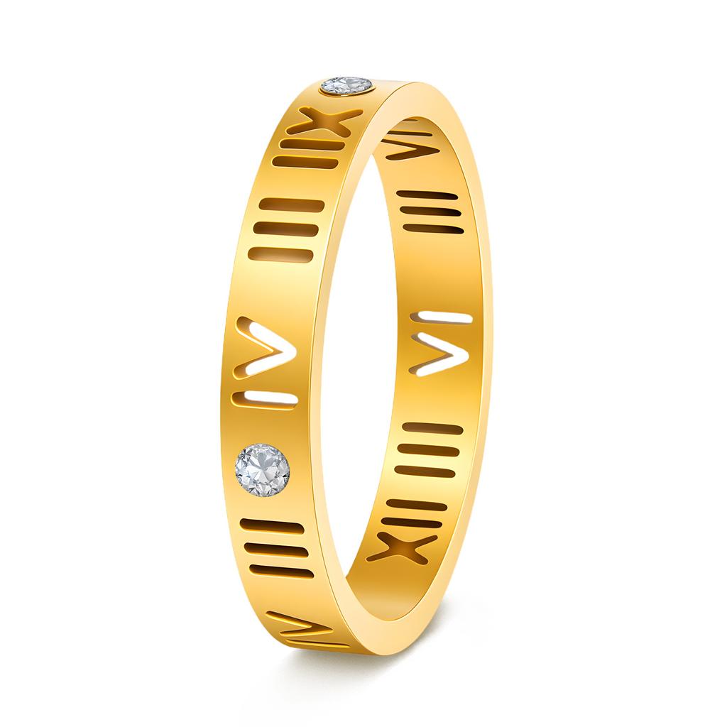 European and American Furnace Roman Numeral Ring Hollow Couple Men's and Women's Alphabet Ring