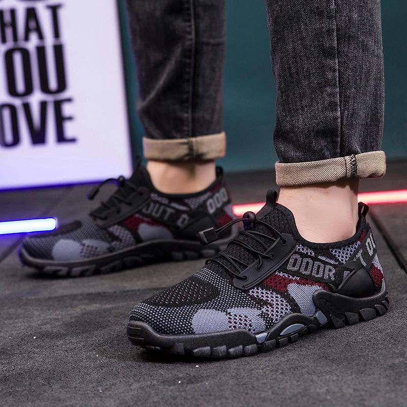 2025 Spring New Shoes Men's Camouflage Shoes Flying Woven Breathable Shoes Men