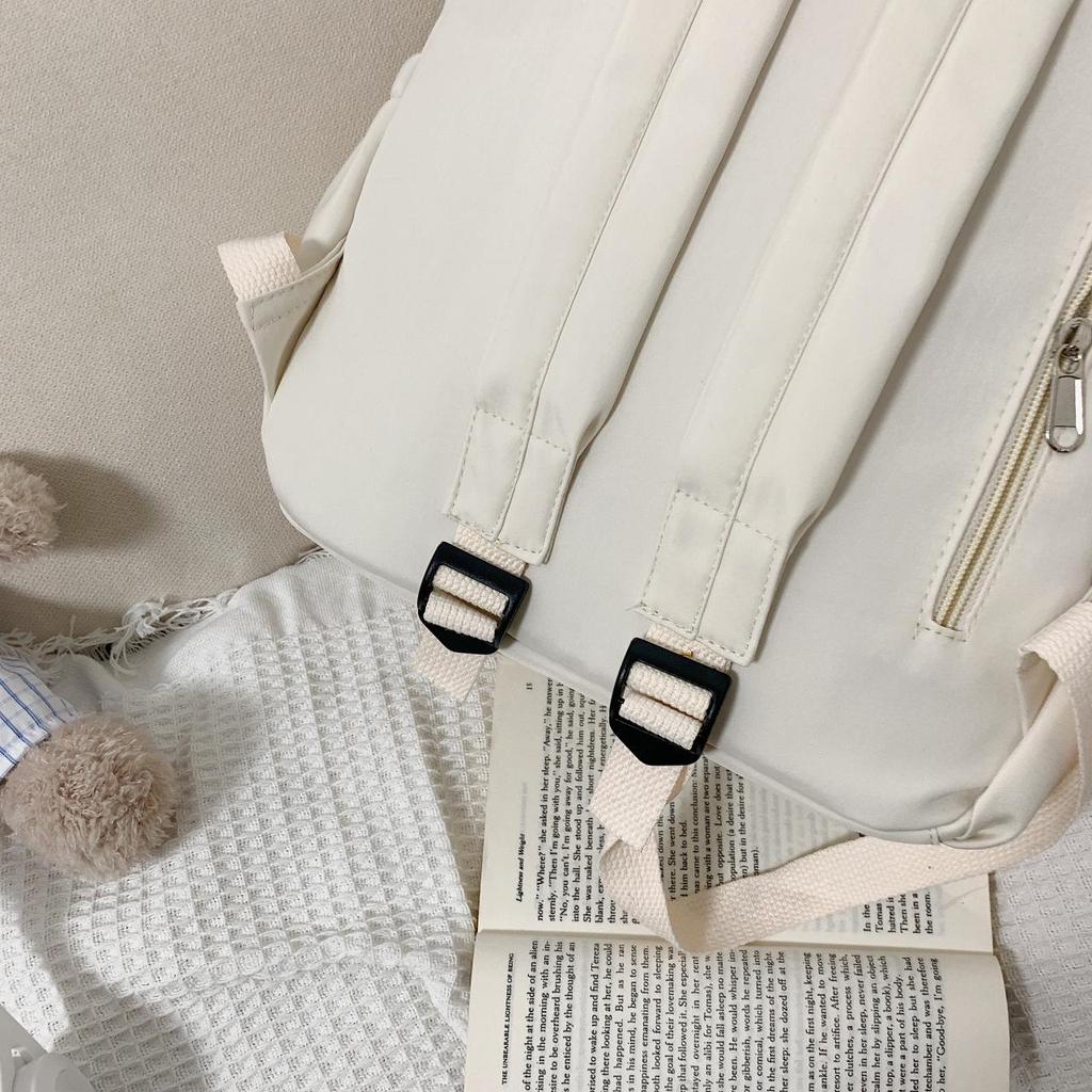 Korean Style Large Capacity Backpack for Students, Simple and Fashionable, Plain Color Schoolbag