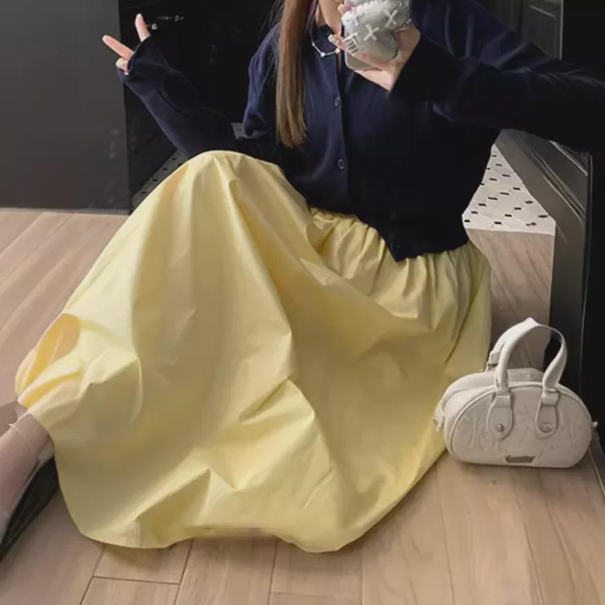 2024 Spring/Summer Yellow High-Waist A-Line Skirt - Elegant Slim Fit Umbrella Design