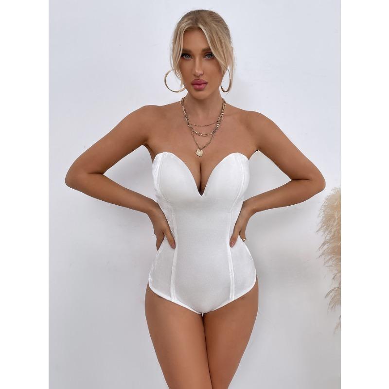 Women's Gold Velvet Sexy Strapless Versatile Jumpsuit for Women