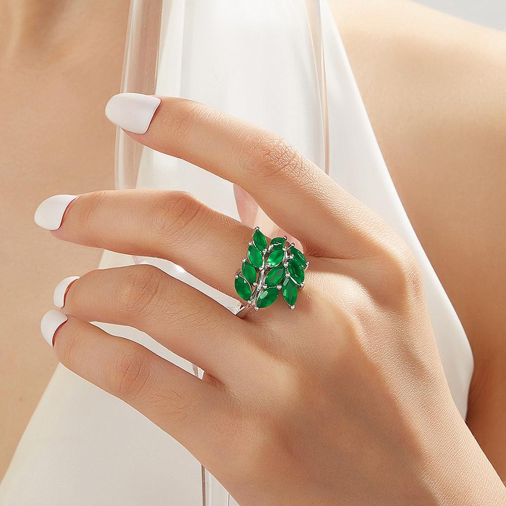 Κομψό σχέδιο Φυσικός Πράσινος Αχάτης 925 Ασημένιο εντυπωσιακό δαχτυλίδι για γυναίκες Γυναικείο πάρτι αρραβώνων Πολυτελές δώρο κοσμημάτων
