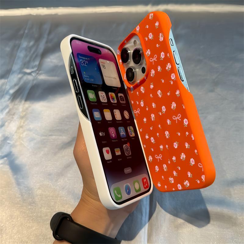 Full Screen Floral Print Suitable For iPhone 16 15 14 13 12 11 Pro Max 14 15 16 Plus Half Pack Shock-Absorbing Phone Case