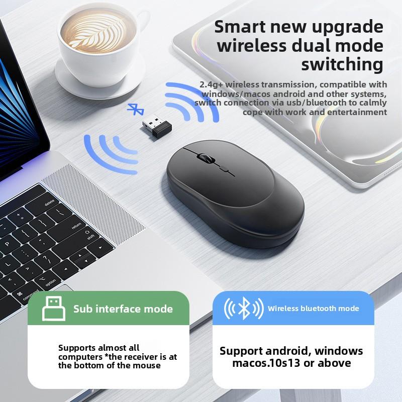New Bluetooth Dual-mode Wireless Mouse Charging Mute Computer Notebook Office Game Luminous Wireless Mouse