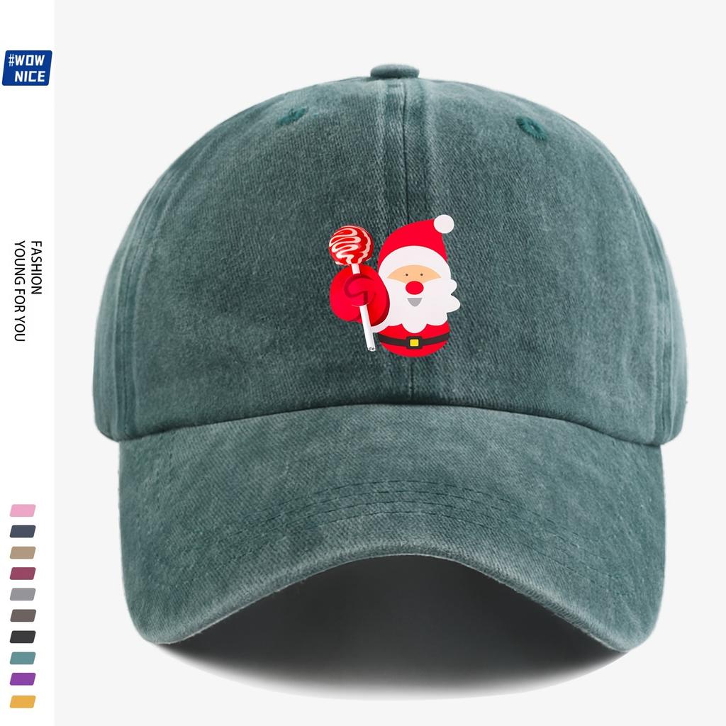 Santa And Candy Hat Adjustable Christmas Baseball Cap Breathable Comfortable Curved Brim AllSeason Casual WomenS Hat Soli