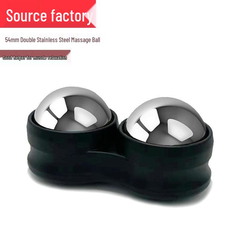 Stainless Steel Double Massage Ball Roller for Muscle Relaxation