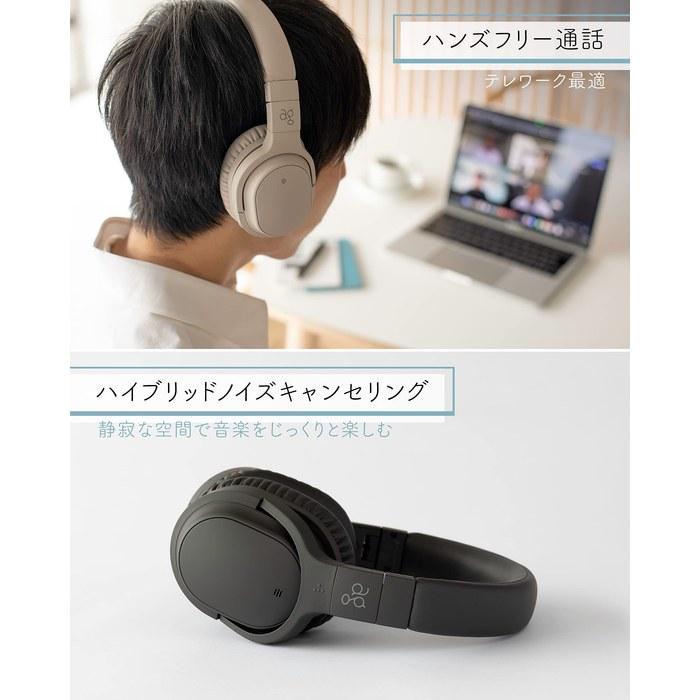 ag WHP01K Wireless Headphones Bluetooth Noise Cancelling with Mic (Cream)