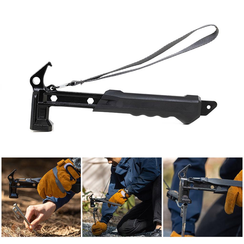 Outdoor Multifunctional Camping Hammer Tent Pegs Puller Stake Nail Remover Tent Hammer with Tent Peg Remover for Camping