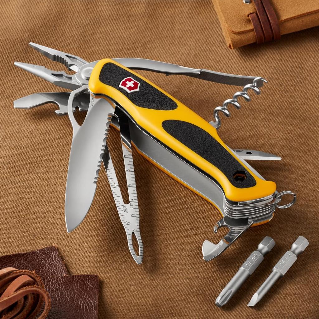 VICTORINOX Ranger Grip Boatman MW Shackle Marlin Spike Compact and Perfect for Emergency Knife Yellow/Black Multi-Function Knife, Outdoor, Bit, Key,