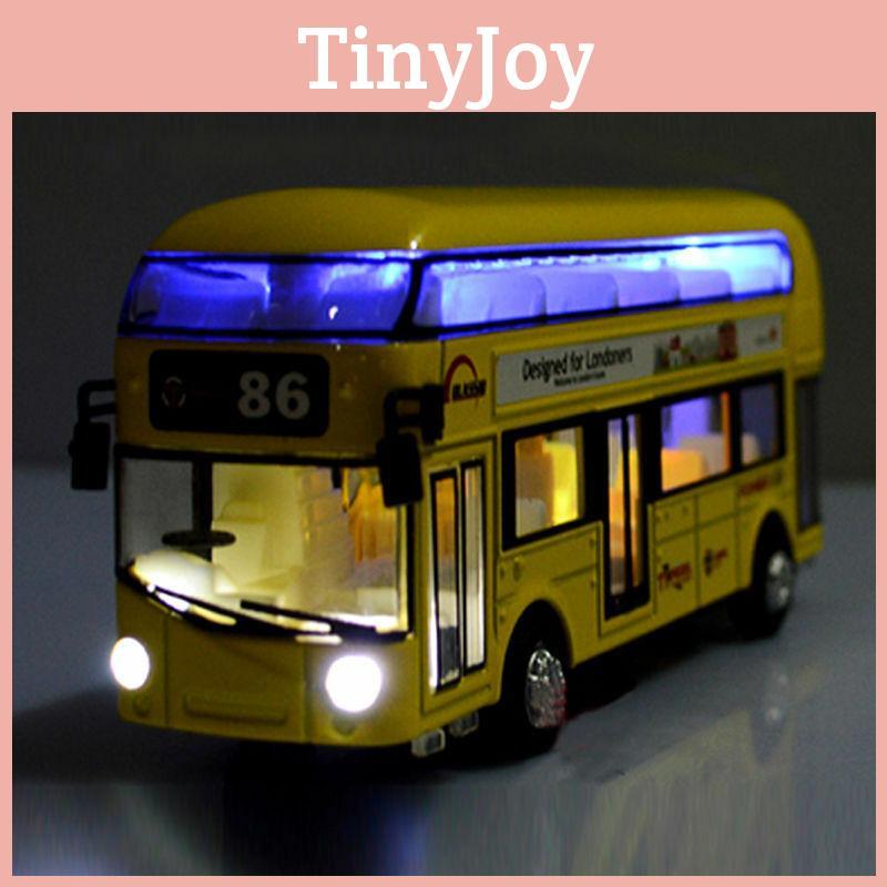 Premium Quality Double-decker Tour London City Bus Pull Back Car Kid Toy With Sound And Light