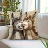 Housse de coussin décorative mignonne d'âne de dessin animé vintage en peluche courte douce pour canapé