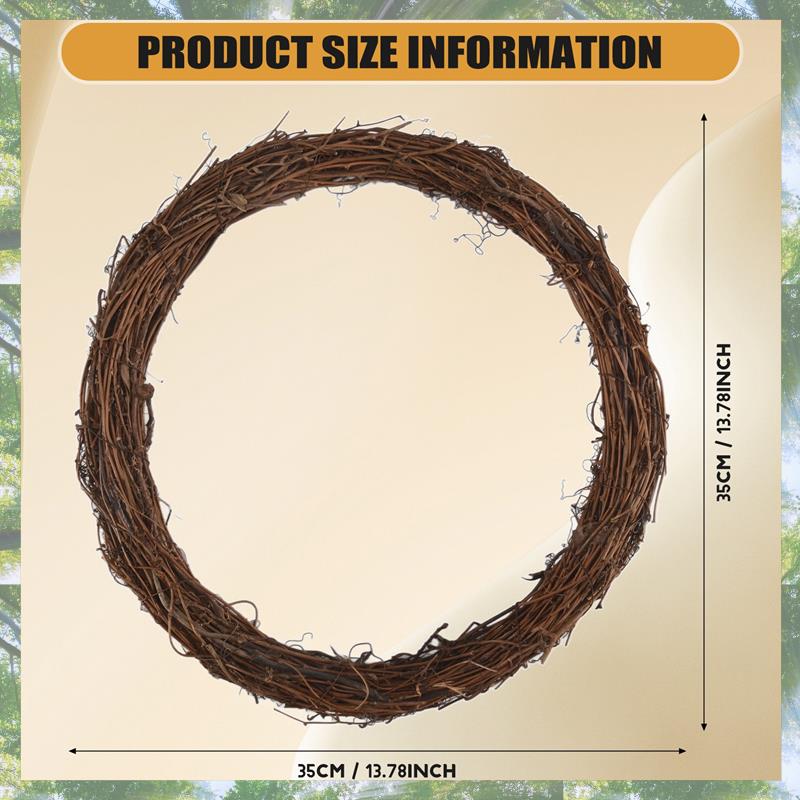 Premium-2PCS 14 Inch Grapevine Wreaths Vine Branch Wreath Rattan Wreath Garland For DIY Christmas Craft Or Wedding Decors