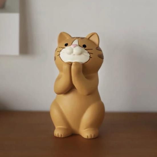 Harz Katzenfigur Handyhalter Niedlicher Katzenförmiger Brillenhalter Tiergeschenke für Katzenliebhaber Heim-Büro-Schreibtischdeko