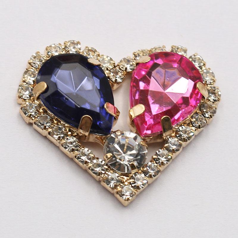 LKERAN 10pcs26 * 28MM Love Rhinestone Acrylic Button DIY Clothing Decoration Wedding Dress Handmade Decoration Accessories