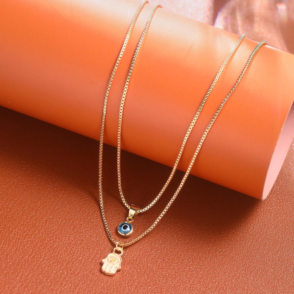 Fashion Evil Eye Necklace For Women Minimalist Classic Turkish Blue Eyes Pendant Choker Fatima Hand Clavicle Chain Lucky Jewelry