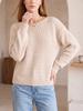 Basic Solid Color Crew Neck Knitted Sweater Loose Long Sleeve Knitted Top Casual Knitted Women's Pullover