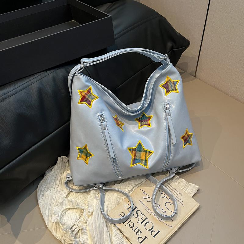 Stylová PU taška tote s hvězdným designem pro ženy Velkokapacitní taška přes rameno na zip