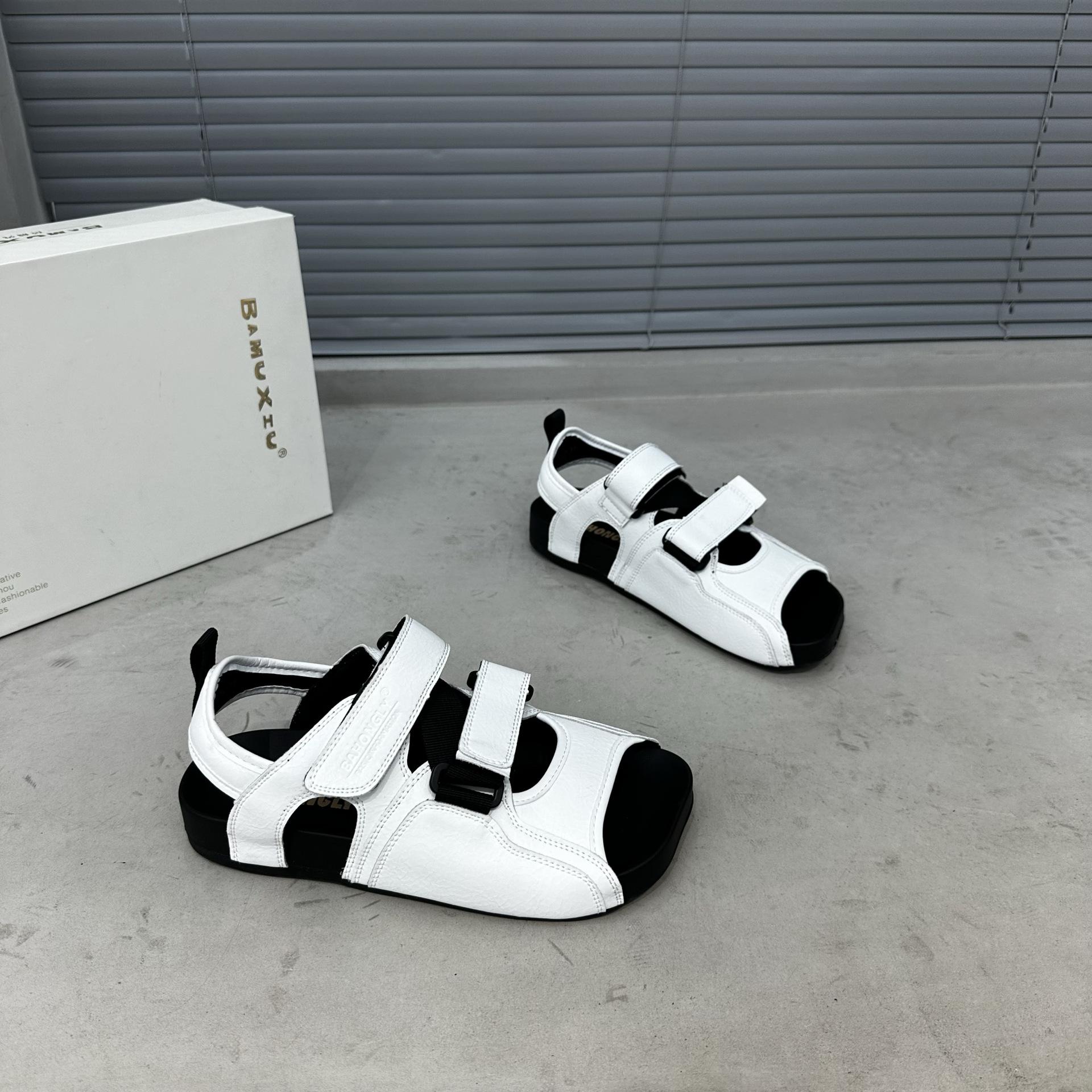 

[Fanfna] Flat sandals for women s fashion and versatile casual and comfortable Velcro for women s Roman cool slippers for women 35 белый