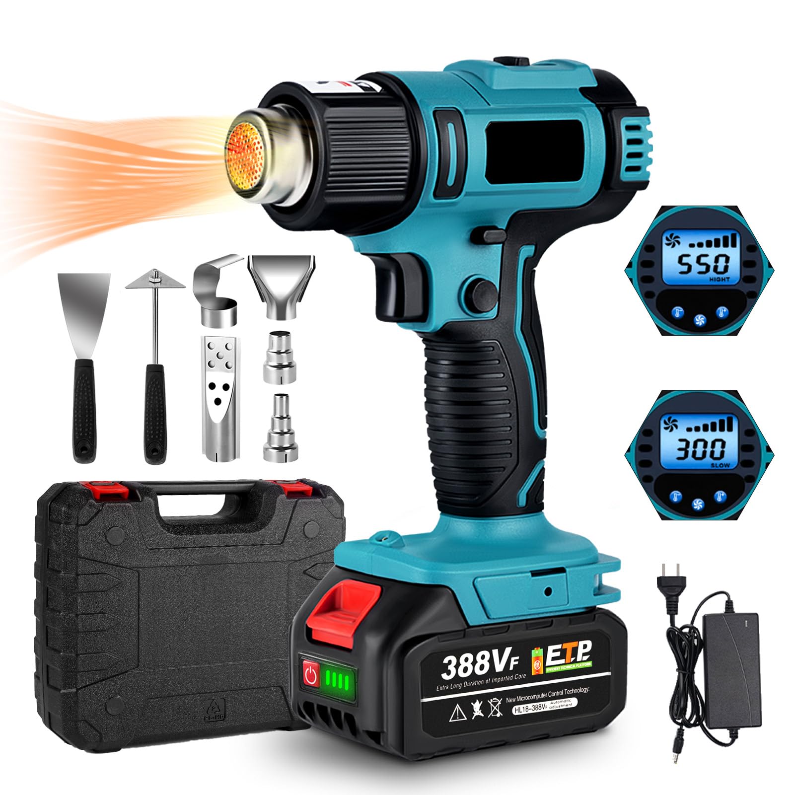 

ONEVAN беспроводной тепловой насос Makita Air Flow перезаряжаемый тепловой насос 7 насадок небольшой горячий воздух быстрый нагрев своими руками усадка ПВХ и отслаивание пистолета, 18 В, сменный,
